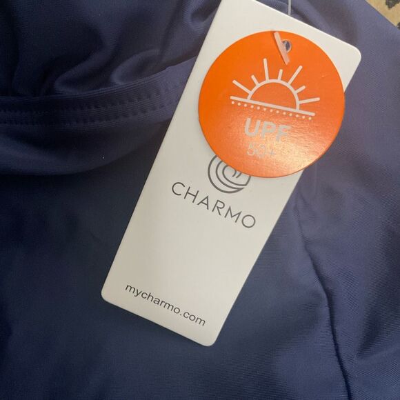 CHARMO‎ Swimsuit Women’s Size Small Navy White One Piece/ Zipper Front - Picture 12 of 14